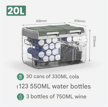 Auto Koelbox - Koelbox - Compressor Koelkast - Compressor Koelbox - Camping Koelkast - met Vriezerfunctie - 20L - 12/24V DC & 100-240V AC - 45dB - -20°C tot +20°C - voor Binnen - en Buitenevenementen