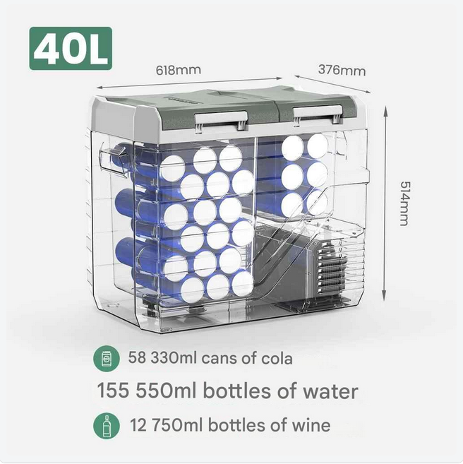 Auto Koelbox - Koelbox - Compressor Koelkast - Compressor Koelbox - Camping Koelkast - met Vriezerfunctie - 40L - 12/24V DC & 100-240V AC - 45dB - -20°C tot +20°C - voor Binnen - en Buitenevenementen