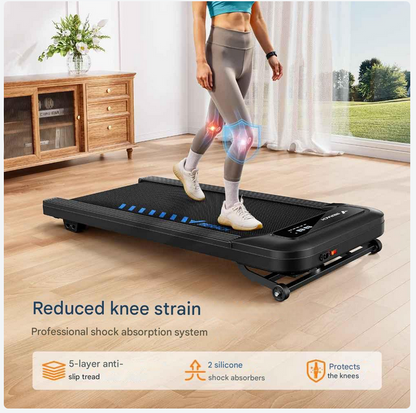 Loopband - Walking Pad - Wandelband - Hardloopband - Loopbanden - 2.5PK - Auto-Incline tot 9% - Leuning - 6,5 cm Hoog - Bluetooth & Afstandsbediening - 45dB - Draagbaar - voor Thuis - Kantoor