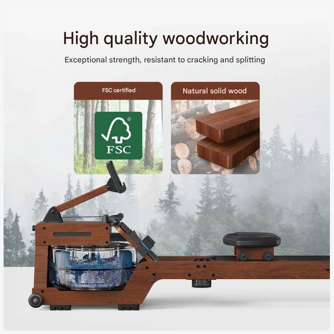Water Roeimachine - Roeimachine - Magnetische Roeitrainer - Roeiapparaat - van Massief Hout - Bluetooth Connectie - Ergonomische Zitting - 22L Watertank - Max 150kg – Voor Thuisgebruik