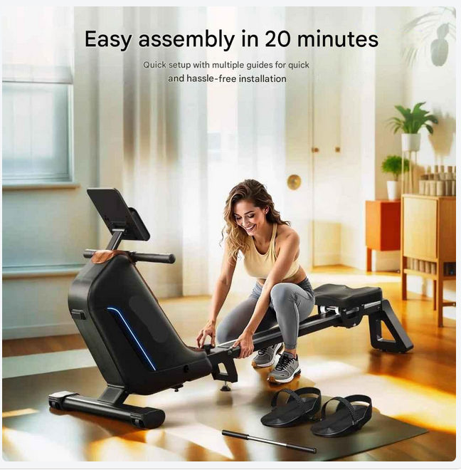 Roeimachine - Magnetische Roeitrainer - Roeiapparaat - Opvouwbare - 16 Niveau Weerstand - Bluetooth Connectie - LCD Display - Elektronische Gripbediening - Max 159kg - Ergonomisch Ontwerp - Thuis Fitnessapparaat