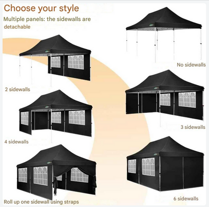Partytent - Pop-Up Partytenten - Easy up Tent - Vouwtent - Party Tent Opvouwbaar - 3x6m - 6 Zijwanden - UV50+ Tuinpaviljoen - Waterdichte - voor Feest - Markt - BBQ of Camping - Khaki