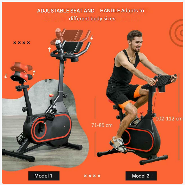 Hometrainer - Spinningfiets - Hometrainers - Indoorfietsen - Indoorfiets - Fitness Fiets - Verstelbare Weerstand - 4 kg Vliegwiel - LCD Display - Verstelbaar Zadel en Stuur - Fiets voor Cardio Training - Rood