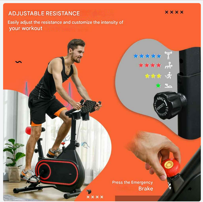 Hometrainer - Spinningfiets - Hometrainers - Indoorfietsen - Indoorfiets - Fitness Fiets - Verstelbare Weerstand - 4 kg Vliegwiel - LCD Display - Verstelbaar Zadel en Stuur - Fiets voor Cardio Training - Rood