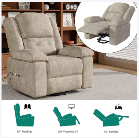 Relaxstoel - Relaxstoelen - Massagestoel - Loungestoel - Elektrische - met Sta-op Functie - Punts Massage - en  Lendewarmte - Afstandsbediening - Voor Senioren - en TV-hoek - Lichte Bruin