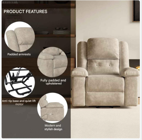Relaxstoel - Relaxstoelen - Massagestoel - Loungestoel - Elektrische - met Sta-op Functie - Punts Massage - en  Lendewarmte - Afstandsbediening - Voor Senioren - en TV-hoek - Lichte Bruin