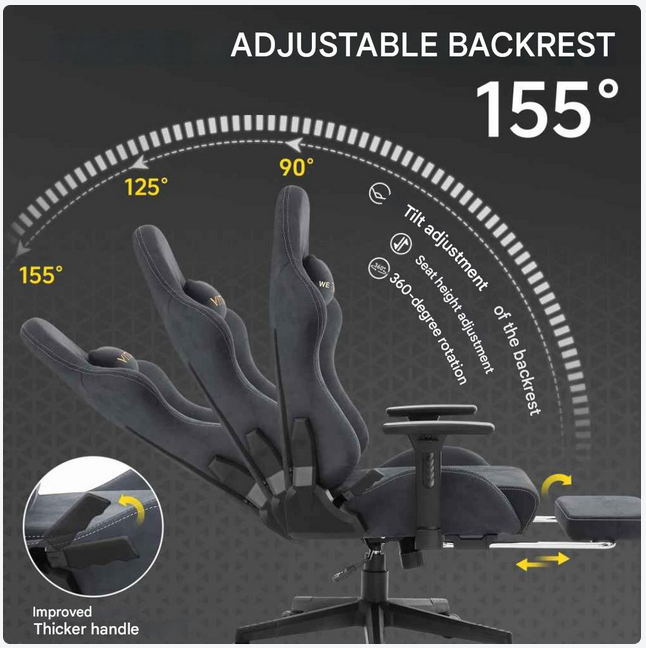 Ergonomische Gamestoel – Bureaustoel – Gamingstoel – Comfortabele Stoel – Faux Suède Bekleding – 3D Verstelbare Armleuningen – Uittrekbare Voetsteun - Wijnrood