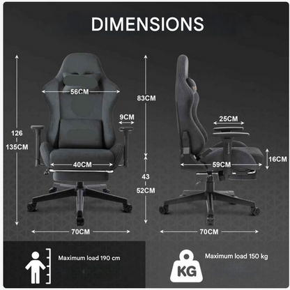 Ergonomische Gamestoel – Bureaustoel – Gamingstoel – Comfortabele Stoel – Faux Suède Bekleding – 3D Verstelbare Armleuningen – Uittrekbare Voetsteun - Wijnrood