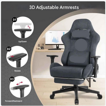 Ergonomische Gamestoel – Bureaustoel – Gamingstoel – Comfortabele Stoel – Faux Suède Bekleding – 3D Verstelbare Armleuningen – Uittrekbare Voetsteun - Wijnrood