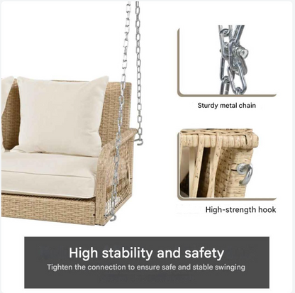 2-Persoons Schommelstoel – Buitenschommel – Tuinschommel – Patio Schommel – Polyrattan – 11 Cm Dik Kussen – Weerbestendig Frame