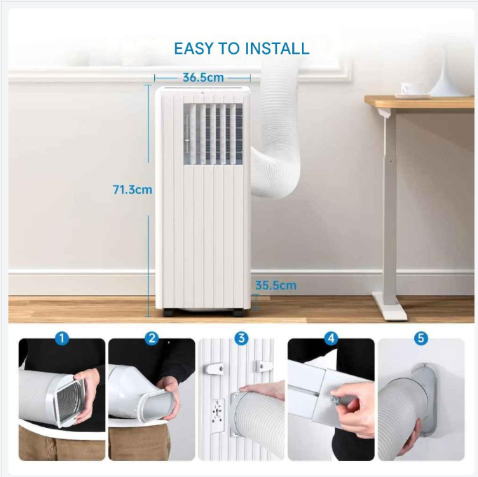 Mobiele Airconditioner – Draagbare Airco – Ventilator – Ontvochtiger – 9000 BTU – 42 Liter Ontvochtiging – Timer Tot 24 Uur