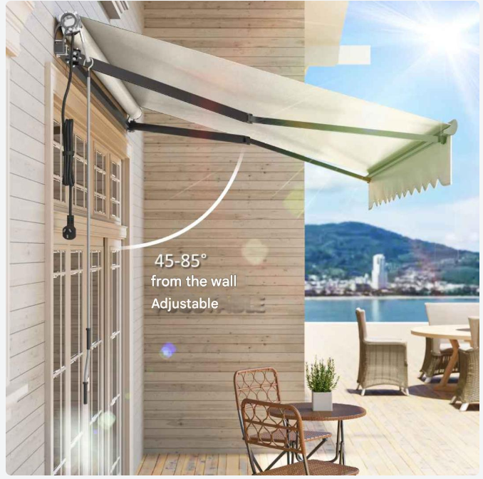 Elektrische Zonwering – Uittrekbare Zonwering – Elektrisch Zonnescherm – Handmatige Slinger – Aluminium Frame – UV-bestendig Doek - QUORE