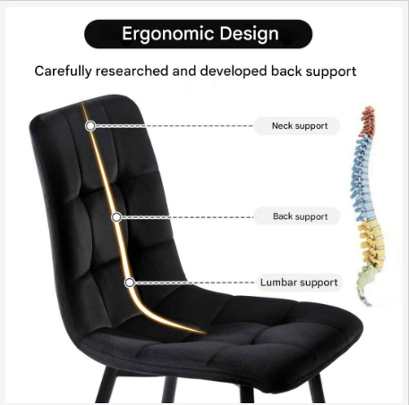 Eetkamerstoelen – Velvet Stoelen – Quilt Stoelen – Metalen Frame – Comfortabel Zitoppervlak – Vloerbescherming - Set van 4 - Lichtgrijs - QUORE