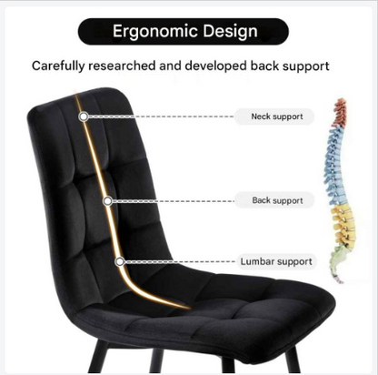 Eetkamerstoelen – Velvet Stoelen – Quilt Stoelen – Metalen Frame – Comfortabel Zitoppervlak – Vloerbescherming - Set van 4 - Lichtgrijs - QUORE