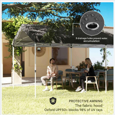 Opvouwbare Partytent – Partytent – Tent – Paviljoen – Zonnescherm – 6x3 Meter – UV50+ Bescherming - QUORE