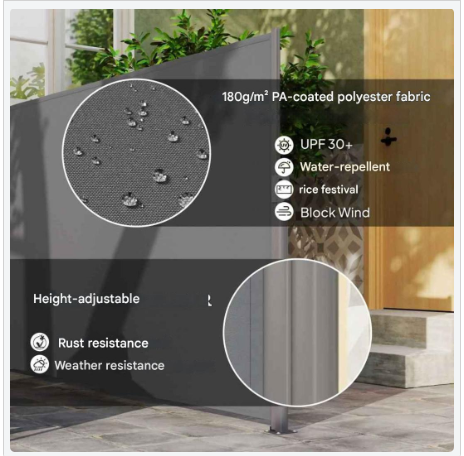 Uitschuifbaar Zijscherm – Balkon Scherm – Tuin Afsluiting – Buitenprivacy – Polyester Waterbestendig – Aluminium Frame