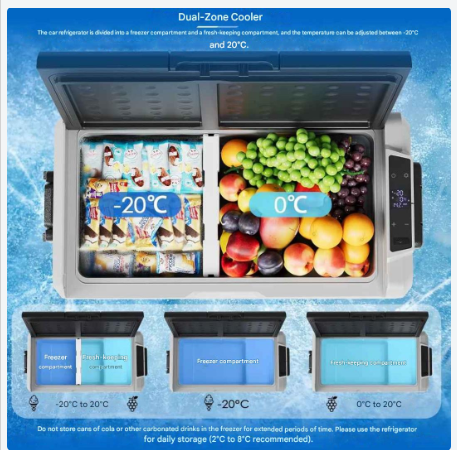 Koelbox – Draagbare Koelbox – Vriesbox – Mobiele Koelbox – 32 Liter – Dual-Zone Temperatuurregeling – 12/24V En 230V Voeding - QUORE