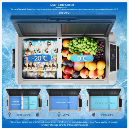 Koelbox – Draagbare Koelbox – Vriesbox – Mobiele Koelbox – 32 Liter – Dual-Zone Temperatuurregeling – 12/24V En 230V Voeding - QUORE