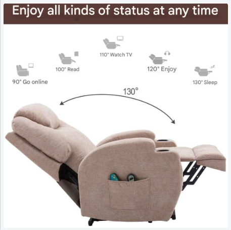 Elektrische Massagestoel – Relaxfauteuil – Massagezetel – Zitstoel – Verstelbare Rugleuning – Instelbare Warmte – Bekerhouders - Grijs