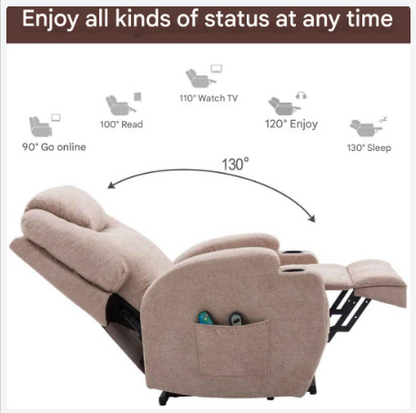 Elektrische Massagestoel – Relaxfauteuil – Massagezetel – Zitstoel – Verstelbare Rugleuning – Instelbare Warmte – Bekerhouders - Grijs