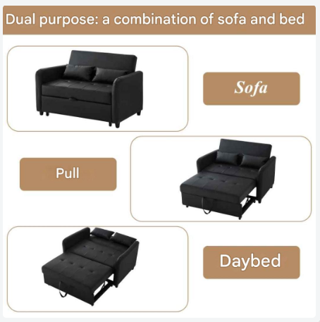 Slaapbank – Bedbank – Klapbank – Logeerbed – Ruimtebesparend – Verstelbare Rugleuning – Synthetisch Leder
