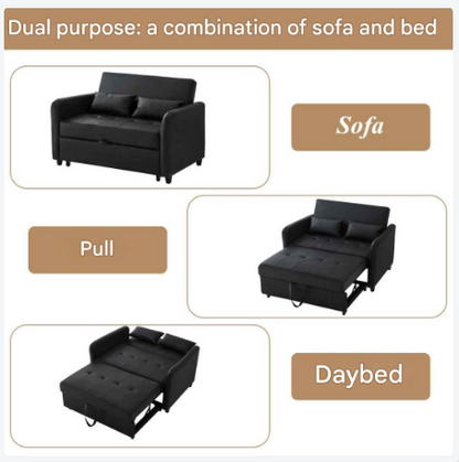 Slaapbank – Bedbank – Klapbank – Logeerbed – Ruimtebesparend – Verstelbare Rugleuning – Synthetisch Leder
