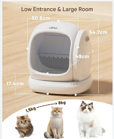 Automatische Kattenbak – Slimme Kattenbak – Zelfreinigende Kattenbak – App-Gestuurde Kattenbak – Ruime Instap – Gezondheidsmonitoring