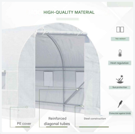 Kas – Kasje – Plantenkas – Broeikas – Ruim Metalen Frame – UV-Bestendige PE-Folie – Ventilatieramen