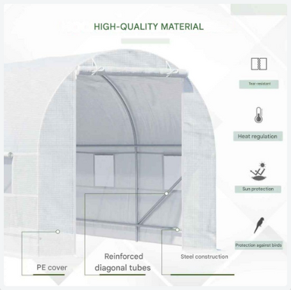 Kas – Kasje – Plantenkas – Broeikas – Ruim Metalen Frame – UV-Bestendige PE-Folie – Ventilatieramen