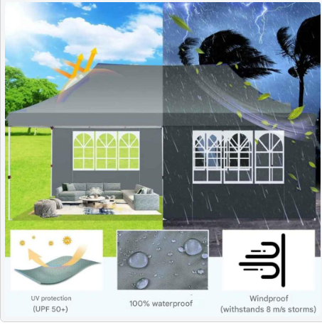 Partytent – Tuinpaviljoen – Feesttent – Inklapbare Tent – Waterdicht Oxford Doek – 3 X 6 Meter – 6 Afneembare Zijwanden - Marineblauw