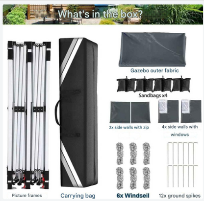 Partytent – Tuinpaviljoen – Feesttent – Inklapbare Tent – Waterdicht Oxford Doek – 3 X 6 Meter – 6 Afneembare Zijwanden - Marineblauw