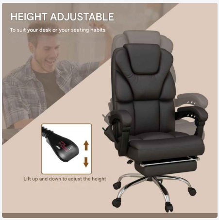 Massage Bureaustoel – Ergonomische Bureaustoel – Gamestoel – Relaxstoel – 6 Massagepunten – Verstelbare Zithoogte – Kantelbare Rugleuning