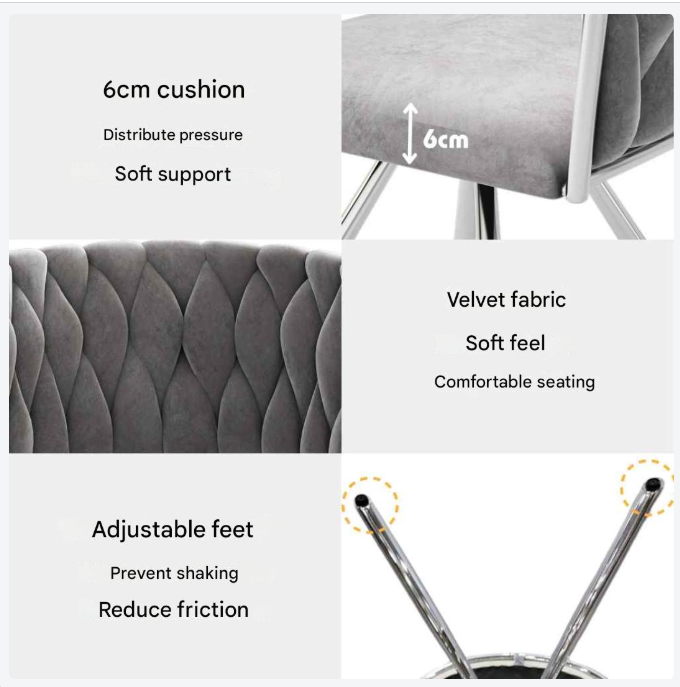 Velvet Eetkamerstoel – Draaibare Stoel – Comfortabele Stoel – Metalen Stoel – Luxe Bekleding – 360° Draaibare Zitting – Draagvermogen 150 Kg - Wit