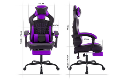 Gamingstoel – Bureaustoel – Gamerstoelen – Zitzak – Ergonomisch – Met Voetensteun – Verstelbare Rugleuning - Paars - #5