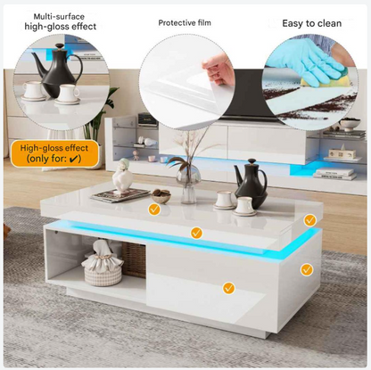 TV-Meubel – Tv-Kast – Dressoir – Woonkamermeubel – Hoogglans Afwerking – LED-Verlichting