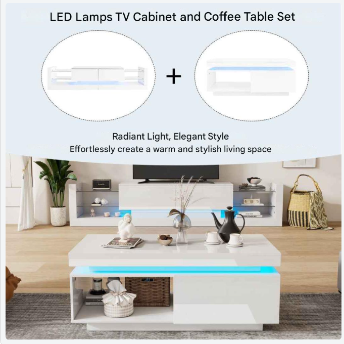 TV-Meubel – Tv-Kast – Dressoir – Woonkamermeubel – Hoogglans Afwerking – LED-Verlichting