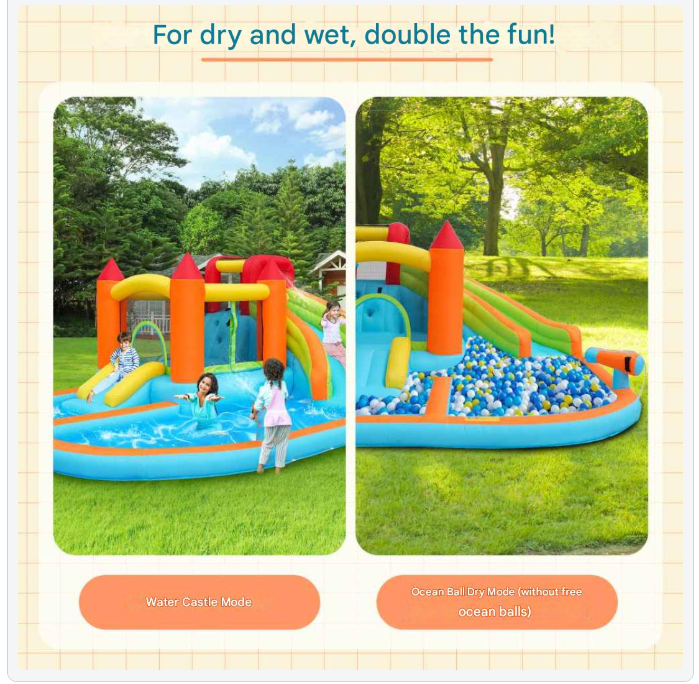 Speelparadijs – Springkussen – Trampoline – Glijbaan – Waterspeelplaats – Oxford Stof – Stevig Ontwerp - QUORE
