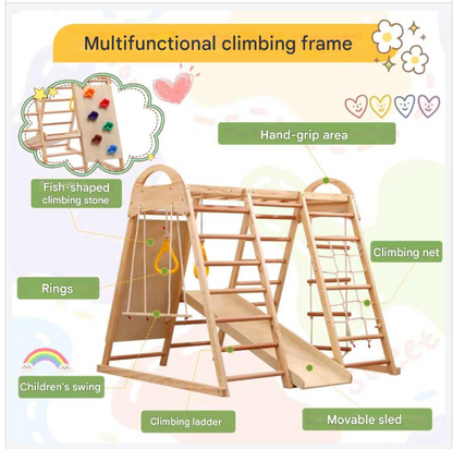 Klimdriehoek – Speeltoestel – Klimrek – Speelplek – Speelhuisje – Massief Hout – Maximaal 50 Kg Draagkracht - QUORE