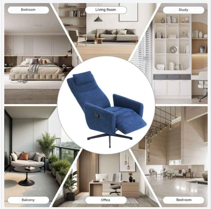Loungestoel – Relaxstoel – Fauteuil – Zitstoel – Verstelbare Rugleuning – 360° Draaibare Basis – Chenille Stof
