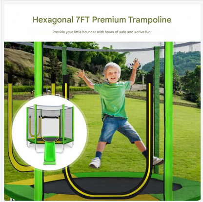 Trampoline – Springkussen – Speeltoestel – Klimrek – Glijbaan – Veiligheidsnet 360° – Robuust Gegalvaniseerd Staal