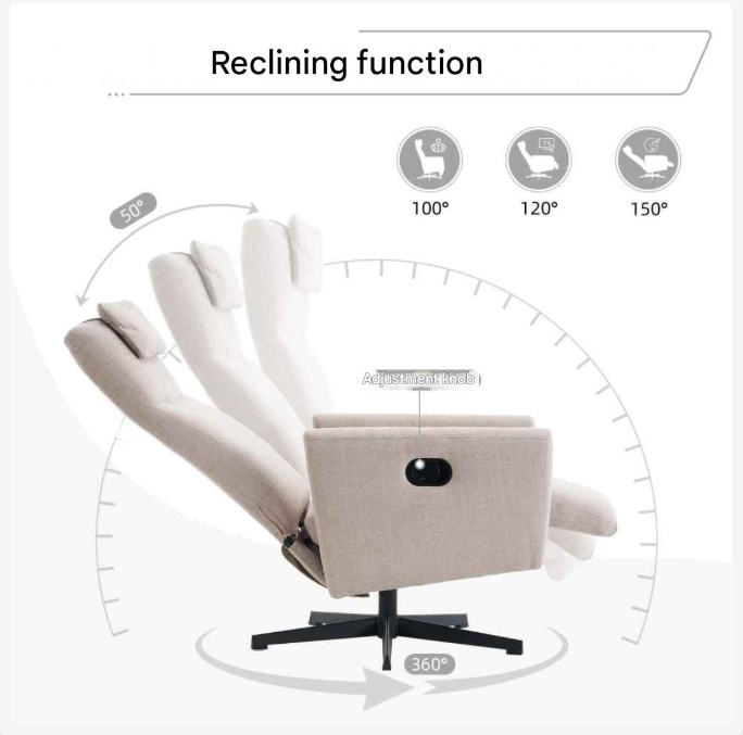 Relaxfauteuil – Relaxstoel – Comfortstoel – Draaifauteuil – Verstelbare Rugleuning – Chenillestof – Ergonomisch Ontwerp