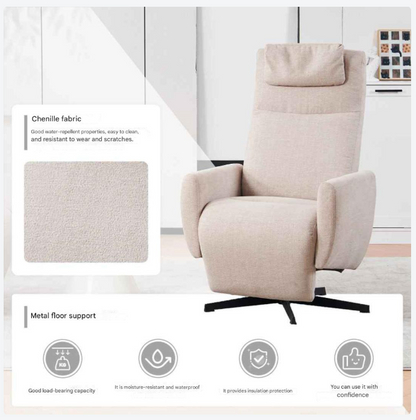 Relaxfauteuil – Relaxstoel – Comfortstoel – Draaifauteuil – Verstelbare Rugleuning – Chenillestof – Ergonomisch Ontwerp