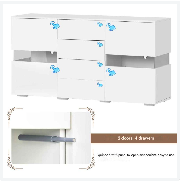 Sideboard – Opbergkast – Dressoir – Kast – Meubel – LED-Verlichting – USB-Aangedreven - QUORE