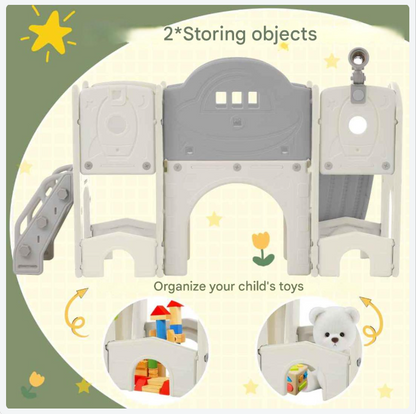 Glijbaan Set – Speeltoestel – Klimset – Buitenspeelgoed – Tuin Speelset – CE-Gecertificeerd – 10-In-1 Met Glijbaan En Basketbalnet