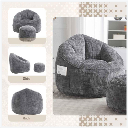 Zitzak Fauteuil – Zitzakstoel – Relaxstoel – Poef – Chenille Bekleding – Foamvulling – Lichtgewicht 19,5 Kg
