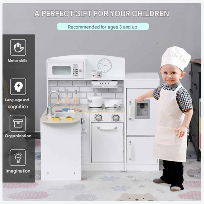 Houten Kinderkeuken – Speelkeuken – Kinderspeelgoed – Rollenspel – Speelkeukentje – Gelaagd MDF – Inclusief Speelkookgerei