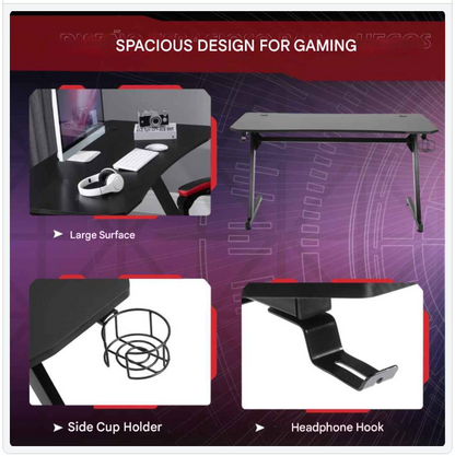 Gaming Bureau – Bureau Voor Gamers – Computerbureau – Studiebureau – Werkplek – Groot Werkblad 120x60 Cm – Verstelbare Poten