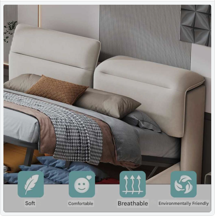 Bedframe – Gestoffeerd Bed – Tweepersoonsbed – Opbergbed – Velours – Verstelbaar Hoofdbord – LED-Verlichting