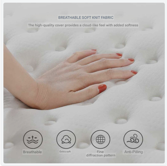 Veerbed – Pocketveringmatras – Matras – Slaapsysteem – Matras Pocketveren – 25 Cm Dikte – Ademend Gebreide Stof