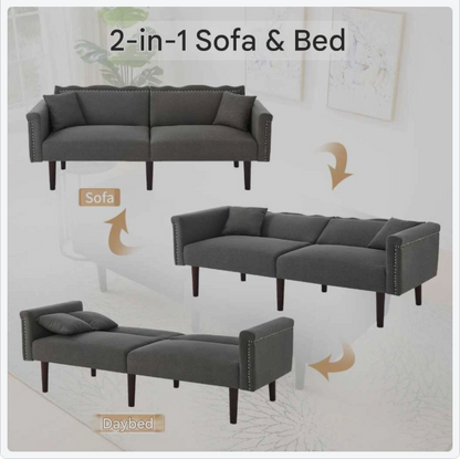 Sofa Bed – Slaapbank – Bedbank – Zithoek – Katoen-Linnen Bekleding – Verstelbare Rugleuningen – Hoogwaardig Schuim